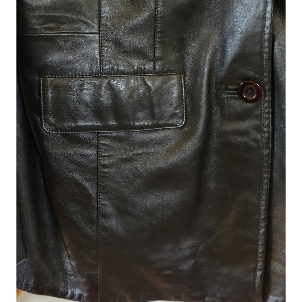 Style & Co Jacket Faux Leather Size XL? Black Buttons Casual Pockets Lined‎ - Picture 3 of 8